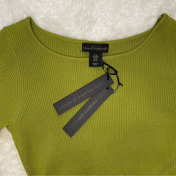 House of Harlow 1960 rich olive green cutout ribbed knit dress - Picture 5 of 5